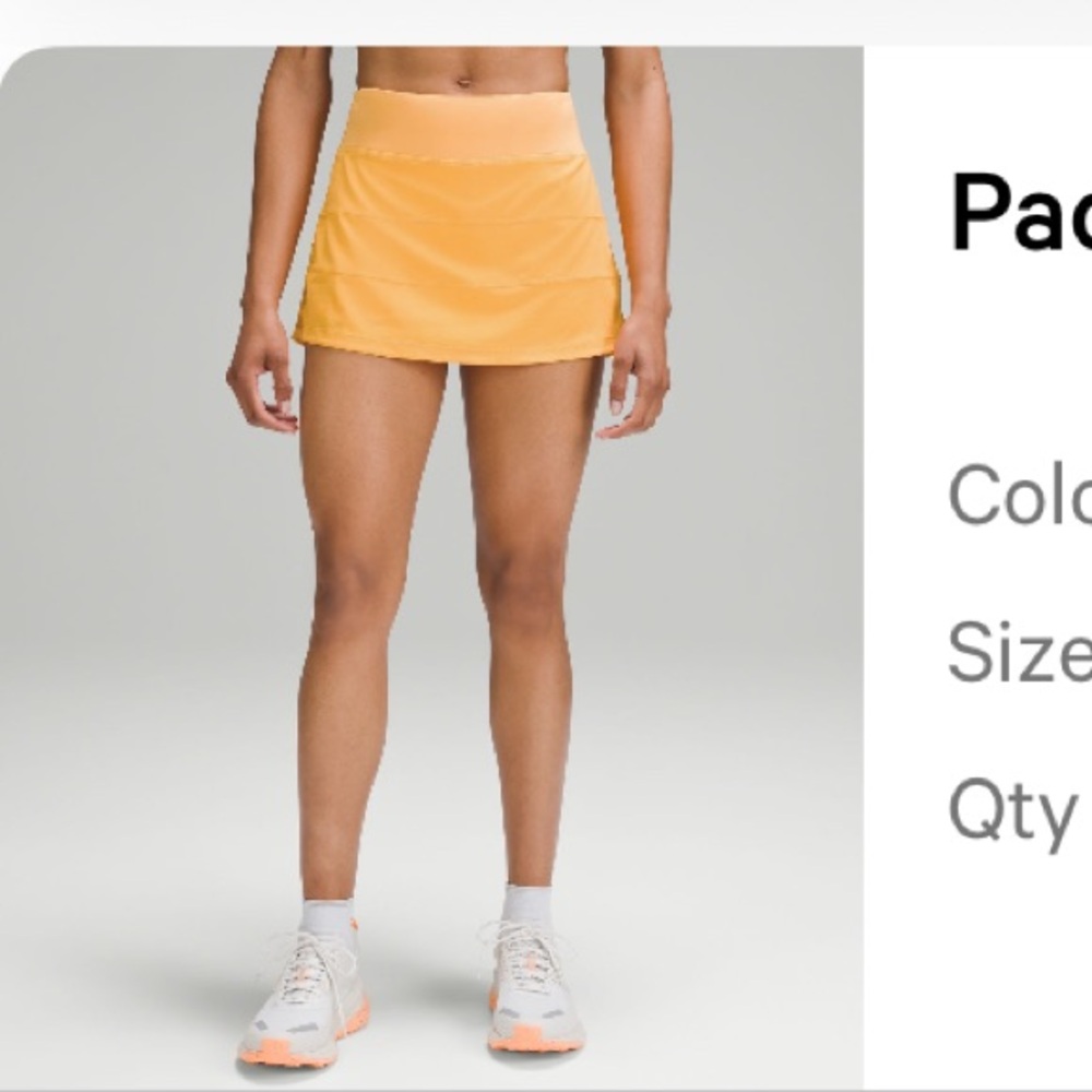 lululemon pace rival MR skirt, mango dream